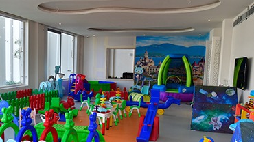 Jumpers and Shakers Area with Trampoline to make kids more athletic.